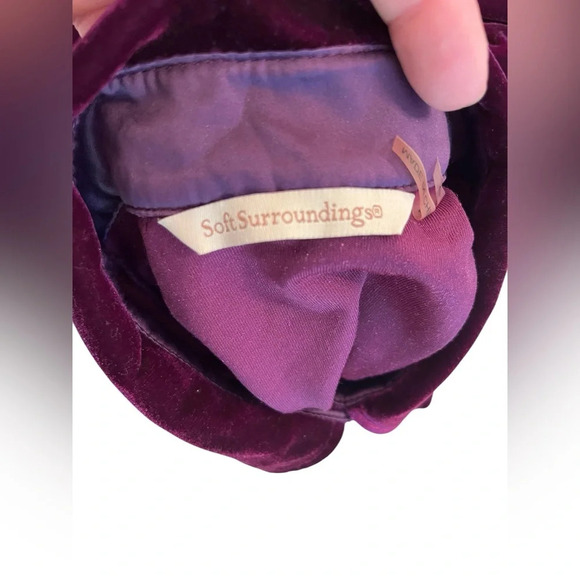 NWT Soft Surroundings Velvet Boyfriend Button Down Tunic Shirt Purple Potion S - Picture 5 of 8